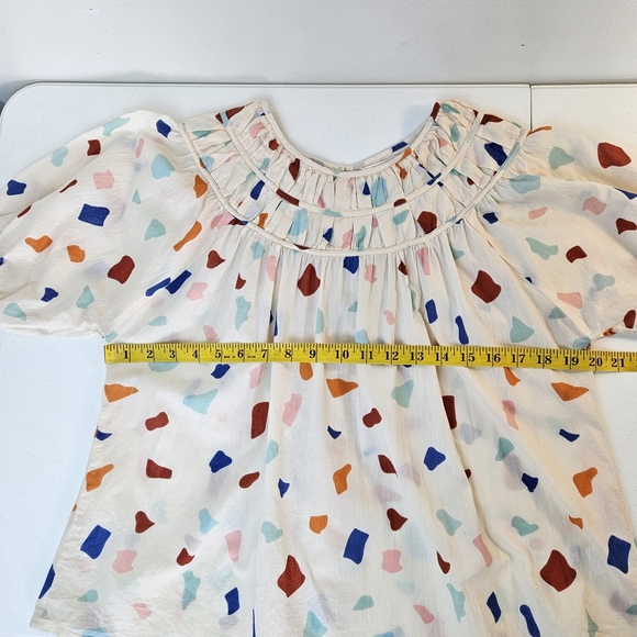 THML Confetti Print Puff Sleeve Top Womens M Cream/multicolor - Picture 8 of 9